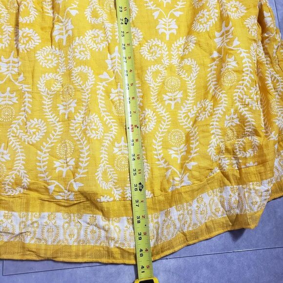Studio Park Amy Stran Dress Womens 2X Yellow Textured Cotton Belted Lined Boho - Picture 12 of 16
